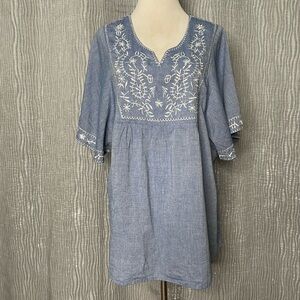 Chambray embroidered blouse
